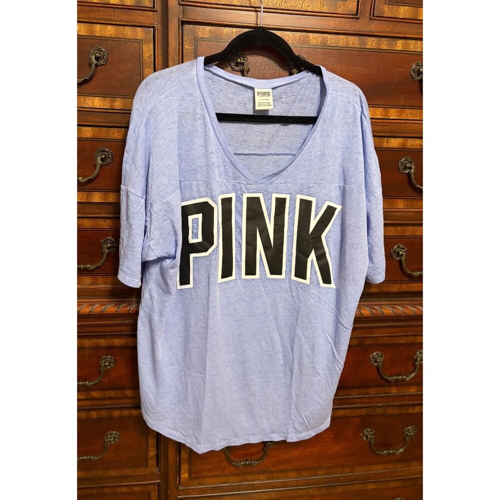 PINK by VICTORIA'S SECRET LIGHTWEIGHT OVERSIZED BLUE T-SHIRT - NEW! SIZE LG